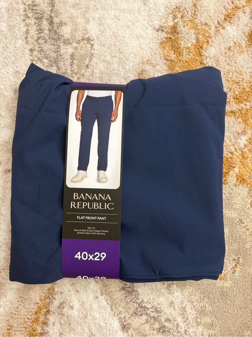 Banana Republic Men's Flat-Front Chinos — Navy Blue